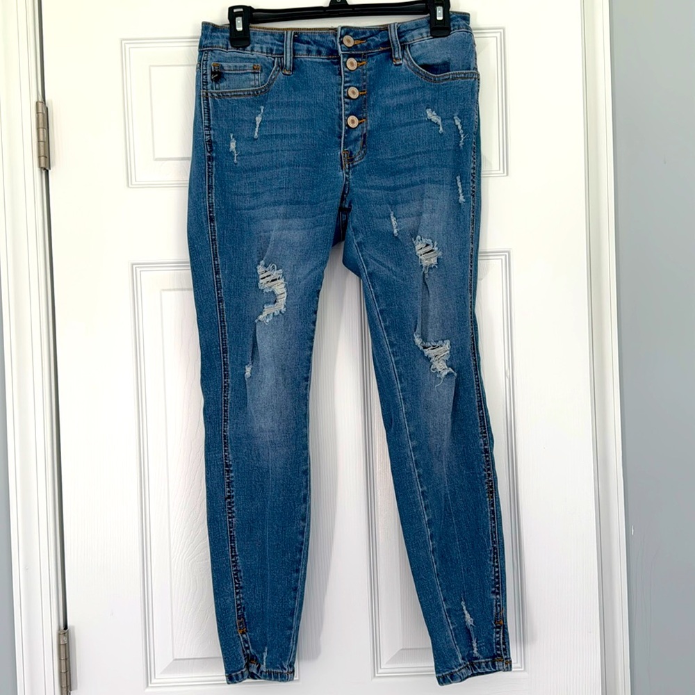 KanKan Distressed Button Front Jeans 9/28